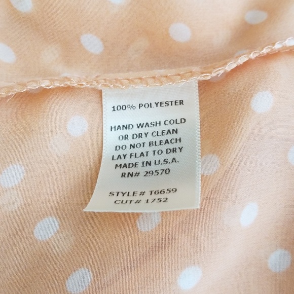 Peach Chiffon Blouse with White Polka Dots - Picture 7 of 7